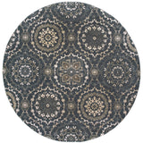 Oriental Weavers Richmond 008E3 Bohemian/Global Floral Polypropylene Indoor Area Rug Navy/ Ivory 7'10" Round R0085E3240RDST