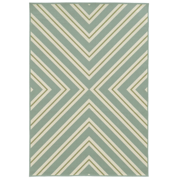 Oriental Weavers Riviera 4589A Transitional/Casual Geometric Polypropylene Indoor/Outdoor Area Rug Blue/ Ivory 8'6" x 13' R4589A259396ST