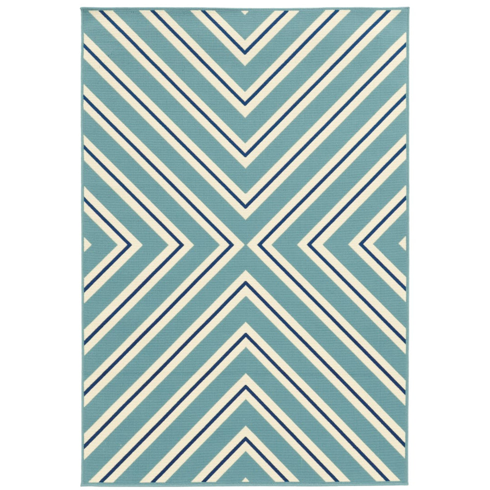 Oriental Weavers Riviera 4589J Transitional/Casual Geometric Polypropylene Indoor/Outdoor Area Rug Blue/ Ivory 8'6" x 13' R4589J259396ST