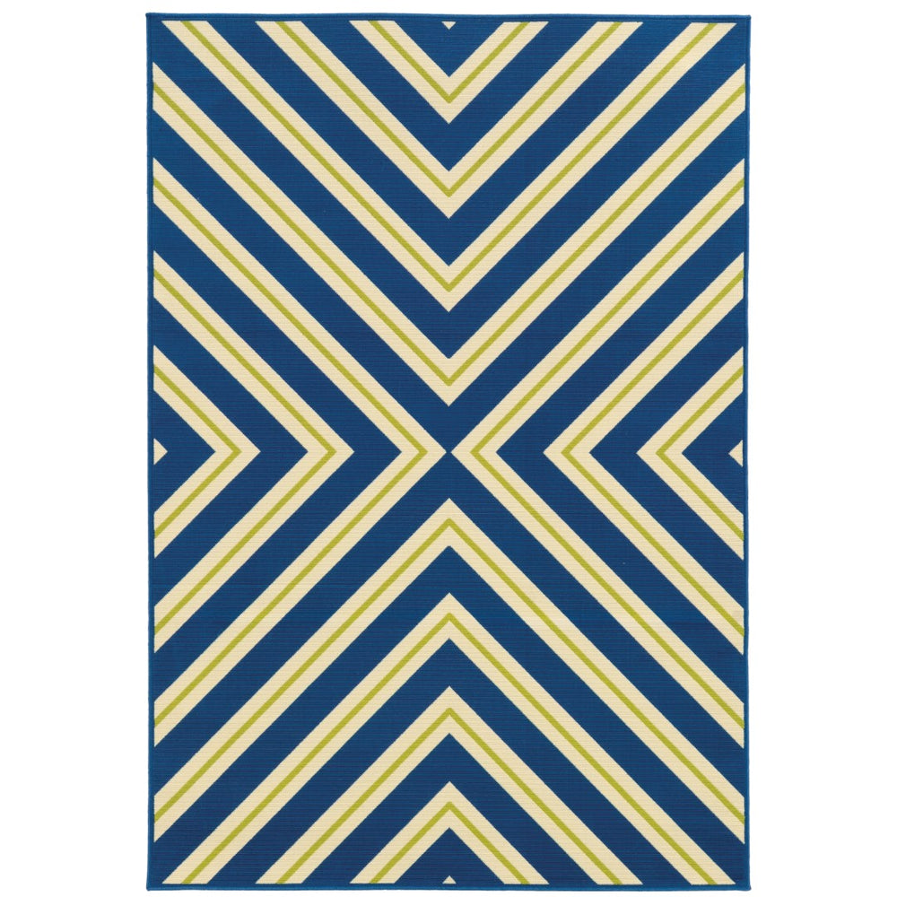 Oriental Weavers Riviera 4589L Transitional/Casual Geometric Polypropylene Indoor/Outdoor Area Rug Blue/ Ivory 8'6" x 13' R4589L259396ST