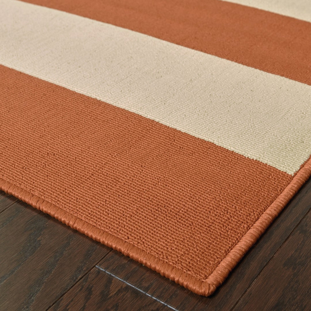 Oriental Weavers Riviera 4768B Nautical & Coastal/Farmhouse Geometric Polypropylene Indoor/Outdoor Area Rug Orange/ Ivory 8'6" x 13' R4768B259396ST