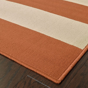 Oriental Weavers Riviera 4768B Nautical & Coastal/Farmhouse Geometric Polypropylene Indoor/Outdoor Area Rug Orange/ Ivory 8'6" x 13' R4768B259396ST