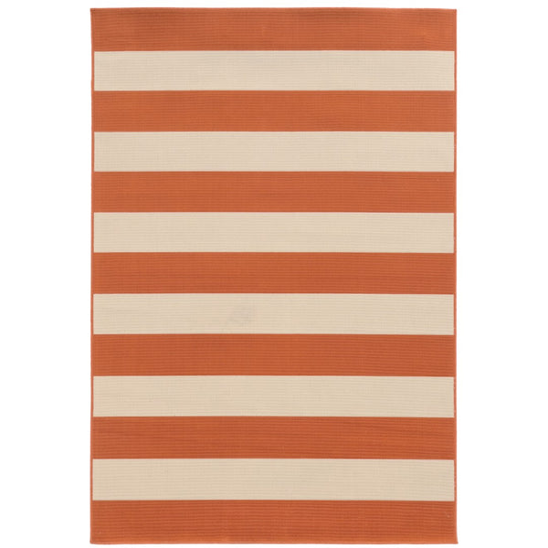 Oriental Weavers Riviera 4768B Nautical & Coastal/Farmhouse Geometric Polypropylene Indoor/Outdoor Area Rug Orange/ Ivory 8'6" x 13' R4768B259396ST