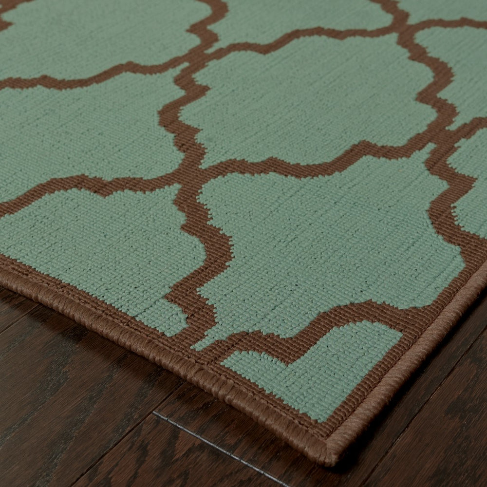 Oriental Weavers Riviera 4770A Moroccan/Casual Geometric Polypropylene Indoor/Outdoor Area Rug Blue/ Brown 8'6" x 13' R4770A259396ST