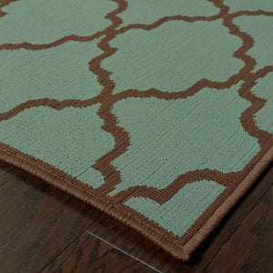 Oriental Weavers Riviera 4770A Moroccan/Casual Geometric Polypropylene Indoor/Outdoor Area Rug Blue/ Brown 8'6" x 13' R4770A259396ST