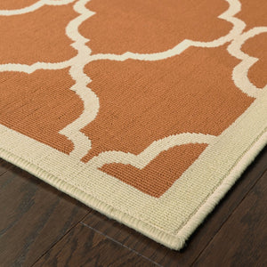 Oriental Weavers Riviera 4770D Moroccan/Casual Geometric Polypropylene Indoor/Outdoor Area Rug Orange/ Ivory 8'6" x 13' R4770D259396ST