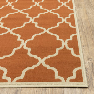 Oriental Weavers Riviera 4770D Moroccan/Casual Geometric Polypropylene Indoor/Outdoor Area Rug Orange/ Ivory 8'6" x 13' R4770D259396ST