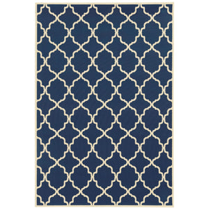 Oriental Weavers Riviera 4770L Moroccan/Casual Geometric Polypropylene Indoor/Outdoor Area Rug Blue/ Ivory 8'6" x 13' R4770L259396ST