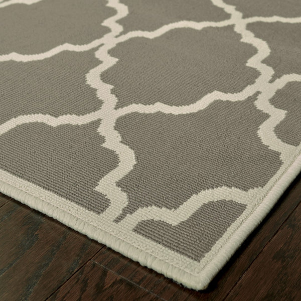 Oriental Weavers Riviera 4770W Moroccan/Casual Geometric Polypropylene Indoor/Outdoor Area Rug Grey/ Ivory 8'6" x 13' R4770W259396ST