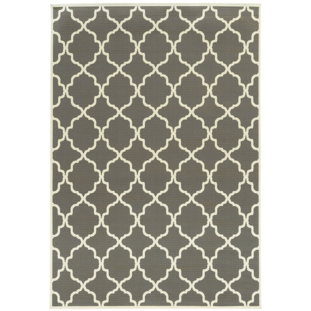 Oriental Weavers Riviera 4770W Moroccan/Casual Geometric Polypropylene Indoor/Outdoor Area Rug Grey/ Ivory 8'6" x 13' R4770W259396ST