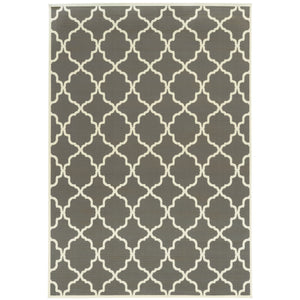 Oriental Weavers Riviera 4770W Moroccan/Casual Geometric Polypropylene Indoor/Outdoor Area Rug Grey/ Ivory 8'6" x 13' R4770W259396ST