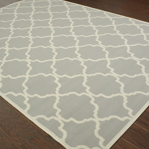 Oriental Weavers Riviera 4770Y Moroccan/Casual Geometric Polypropylene Indoor/Outdoor Area Rug Grey/ Ivory 8'6" x 13' R4770Y259396ST