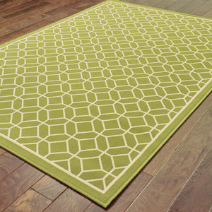 Oriental Weavers Riviera 4771B Transitional/Casual Geometric Polypropylene Indoor/Outdoor Area Rug Green/ Ivory 8'6" x 13' R4771B259396ST