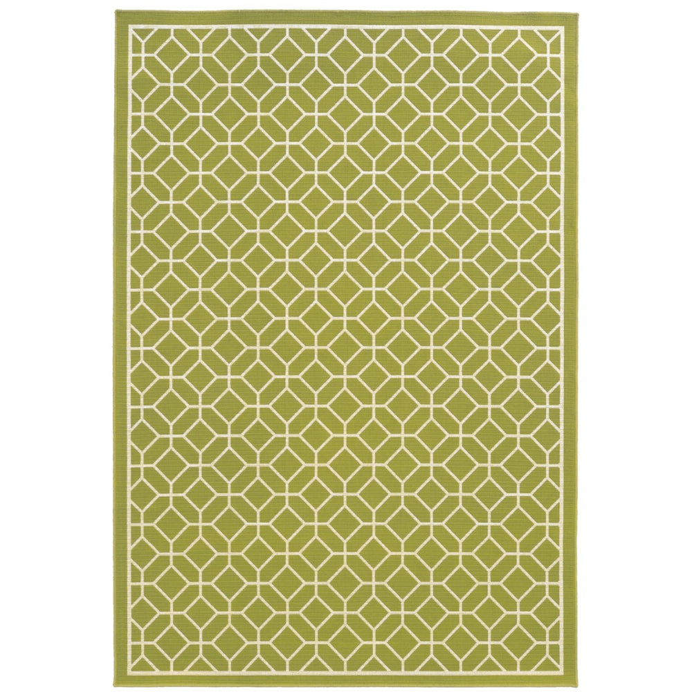 Oriental Weavers Riviera 4771B Transitional/Casual Geometric Polypropylene Indoor/Outdoor Area Rug Green/ Ivory 8'6" x 13' R4771B259396ST