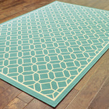 Oriental Weavers Riviera 4771E Transitional/Casual Geometric Polypropylene Indoor/Outdoor Area Rug Blue/ Ivory 8'6" x 13' R4771E259396ST