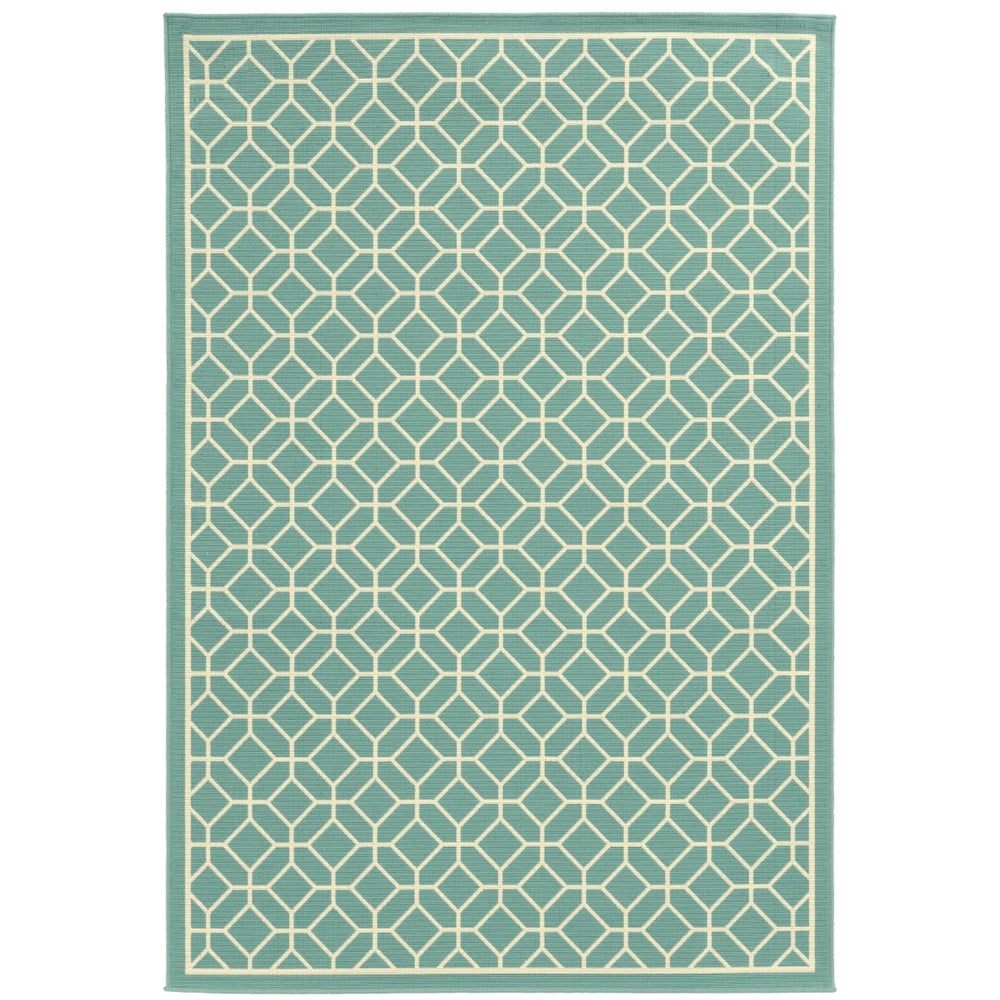 Oriental Weavers Riviera 4771E Transitional/Casual Geometric Polypropylene Indoor/Outdoor Area Rug Blue/ Ivory 8'6" x 13' R4771E259396ST