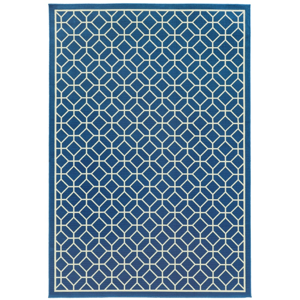 Oriental Weavers Riviera 4771G Transitional/Casual Geometric Polypropylene Indoor/Outdoor Area Rug Blue/ Ivory 8'6" x 13' R4771G259396ST