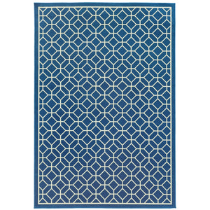 Oriental Weavers Riviera 4771G Transitional/Casual Geometric Polypropylene Indoor/Outdoor Area Rug Blue/ Ivory 8'6" x 13' R4771G259396ST