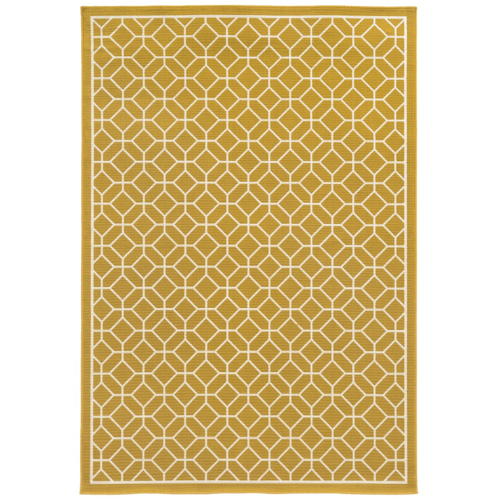 Oriental Weavers Riviera 4771H Transitional/Casual Geometric Polypropylene Indoor/Outdoor Area Rug Gold/ Ivory 8'6" x 13' R4771H259396ST