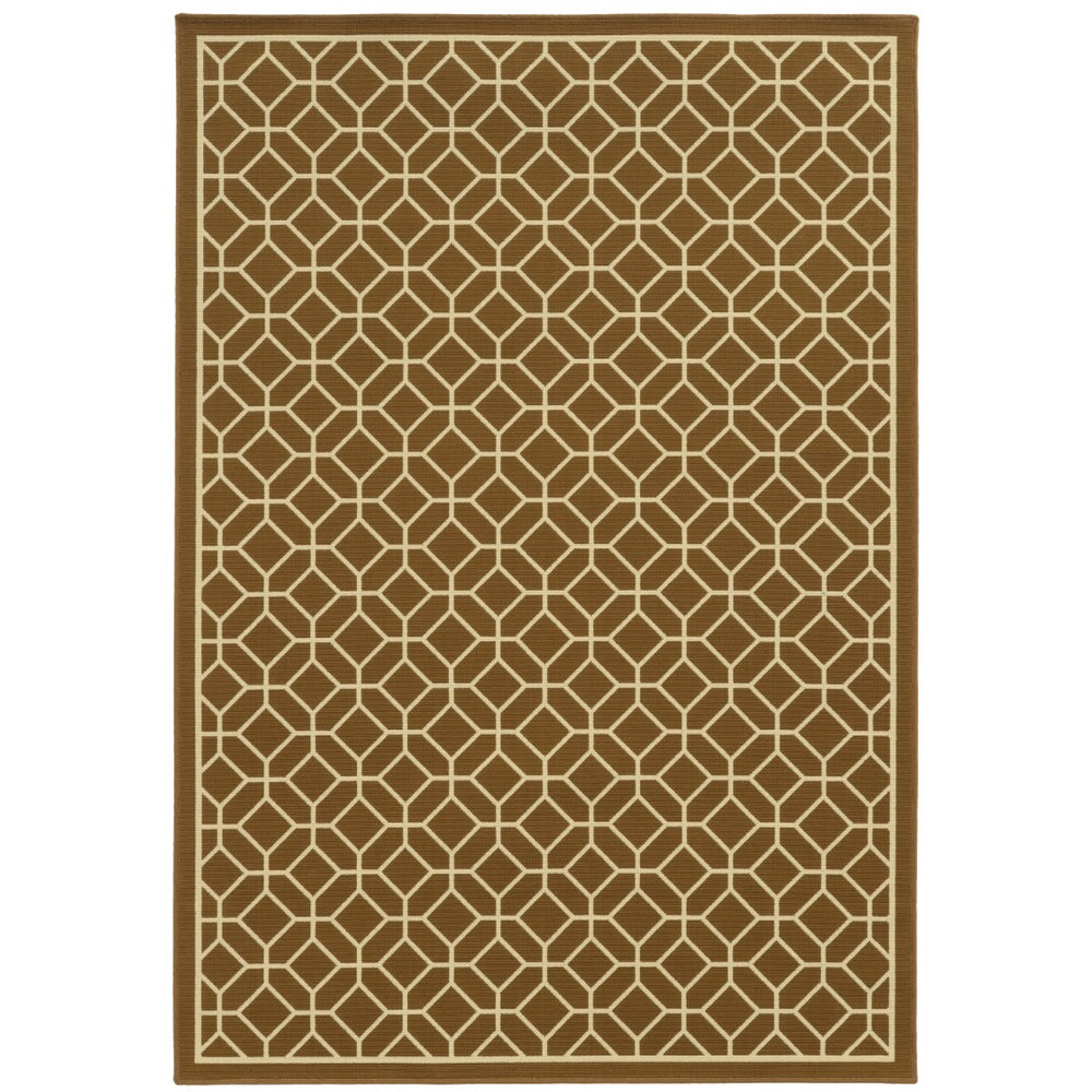 Oriental Weavers Riviera 4771L Transitional/Casual Geometric Polypropylene Indoor/Outdoor Area Rug Brown/ Ivory 8'6" x 13' R4771L259396ST
