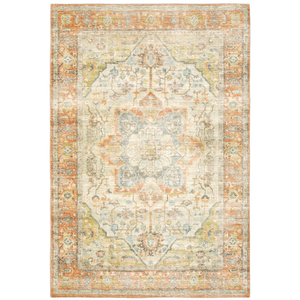 Oriental Weavers Savoy 28101 Traditional/Vintage Medallion Polyester Indoor Area Rug Orange/ Silver 7'8" x 10' S28101240305ST