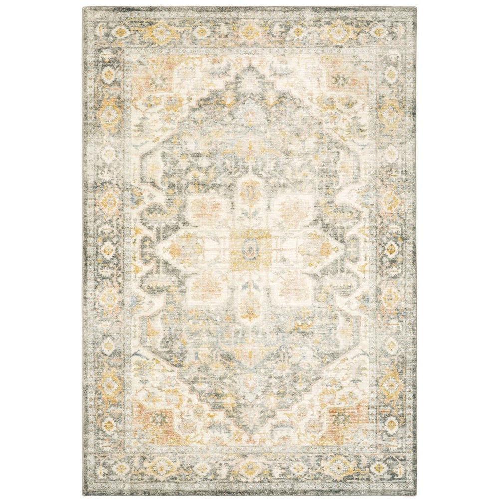 Oriental Weavers Savoy 28103 Traditional/Vintage Oriental Polyester Indoor Area Rug Grey/ Gold 7'8" x 10' S28103240305ST