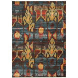 Oriental Weavers Sedona 4378H Tribal/Global Abstract Nylon, Polypropylene Indoor Area Rug Blue/ Gold 7'10" x 10'10" S4378H240330ST