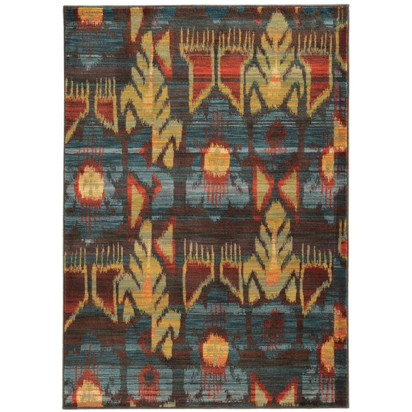 Oriental Weavers Sedona 4378H Tribal/Global Abstract Nylon, Polypropylene Indoor Area Rug Blue/ Gold 7'10" x 10'10" S4378H240330ST