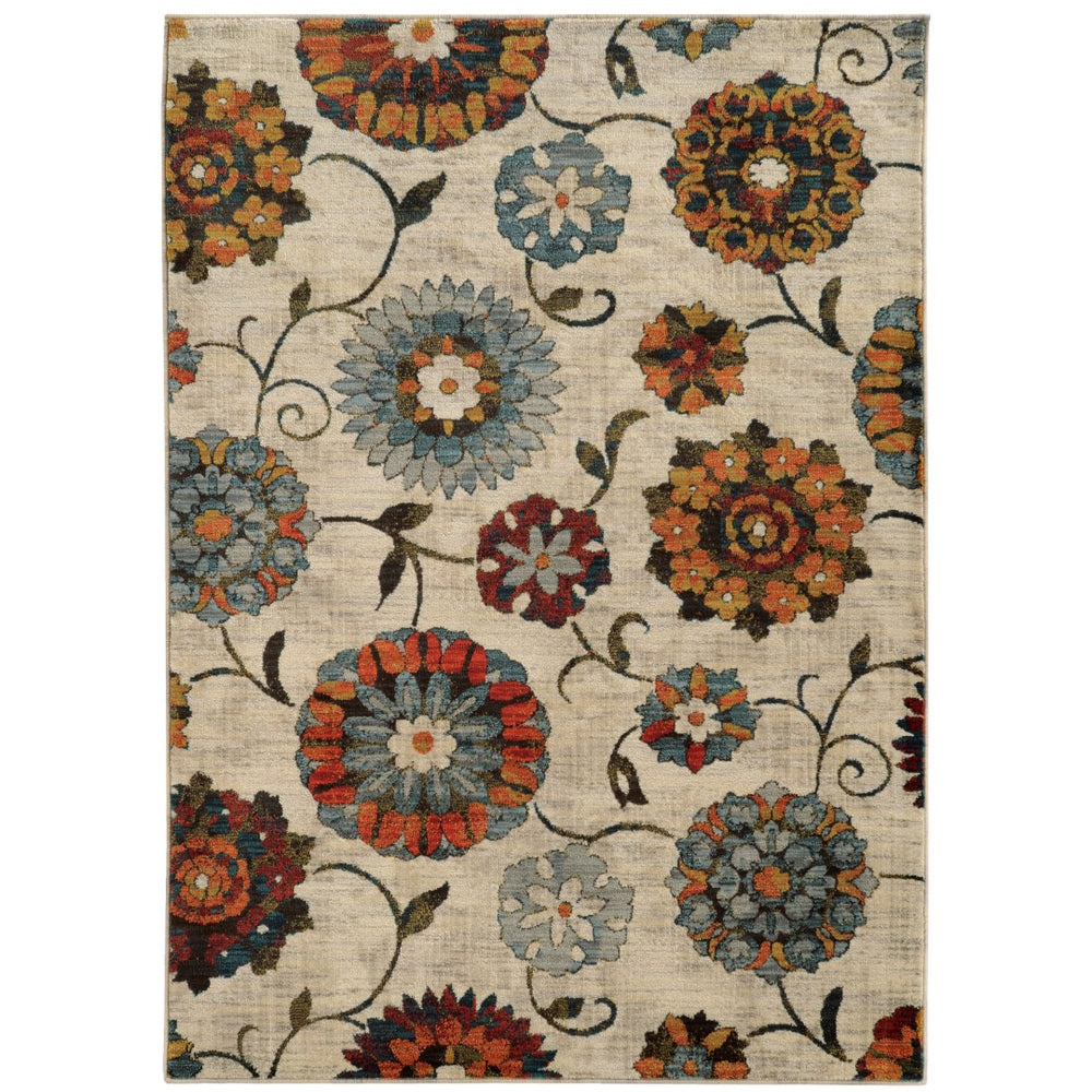 Oriental Weavers Sedona 6361A Contemporary/ Floral Nylon, Polypropylene Indoor Area Rug Ivory/ Multi 9'10" x 12'10" S6361A300390ST