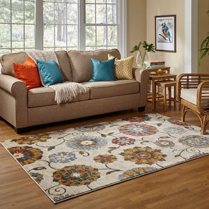 Oriental Weavers Sedona 6361A Contemporary/ Floral Nylon, Polypropylene Indoor Area Rug Ivory/ Multi 9'10" x 12'10" S6361A300390ST