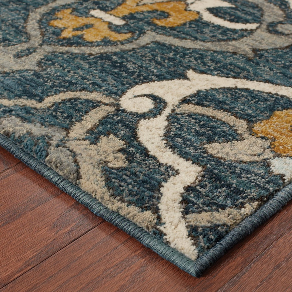 Oriental Weavers Sedona 6368B Transitional/Global Floral Nylon, Polypropylene Indoor Area Rug Blue/ Gold 9'10" x 12'10" S6368B300390ST
