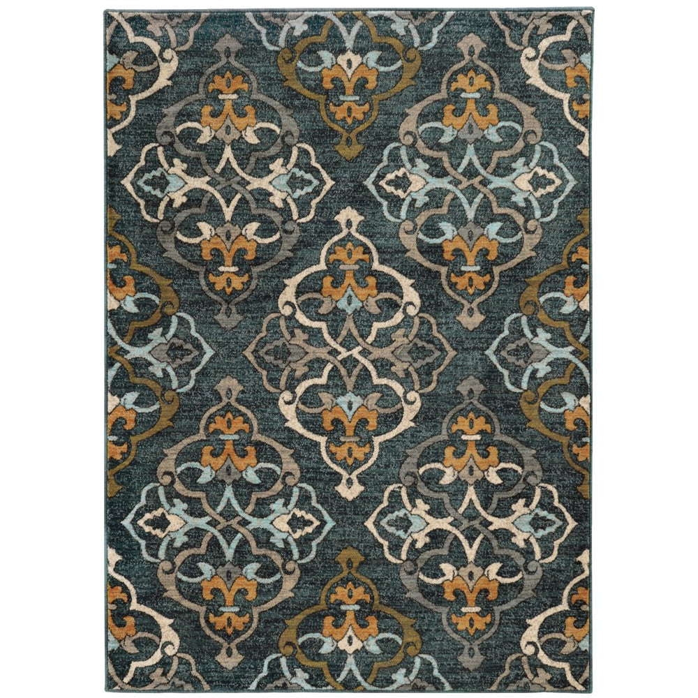 Oriental Weavers Sedona 6368B Transitional/Global Floral Nylon, Polypropylene Indoor Area Rug Blue/ Gold 9'10" x 12'10" S6368B300390ST