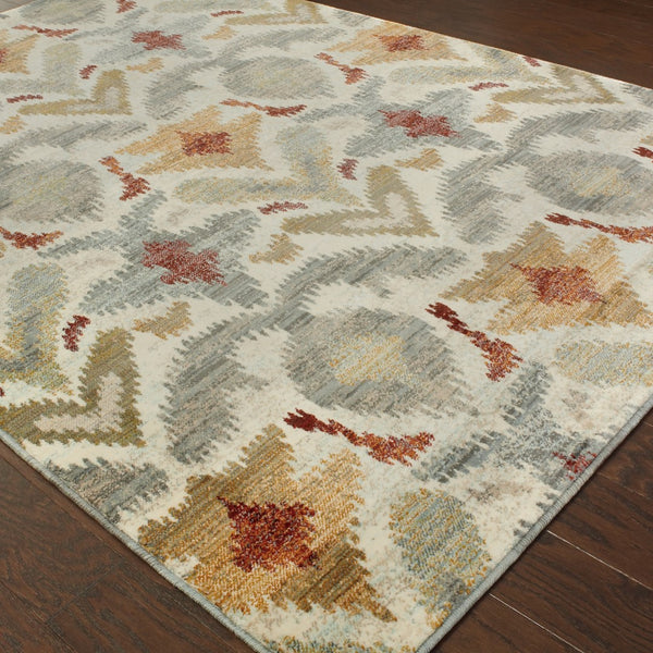 Oriental Weavers Sedona 6371C Transitional/Global Abstract Nylon, Polypropylene Indoor Area Rug Ivory/ Grey 9'10" x 12'10" S6371C300390ST