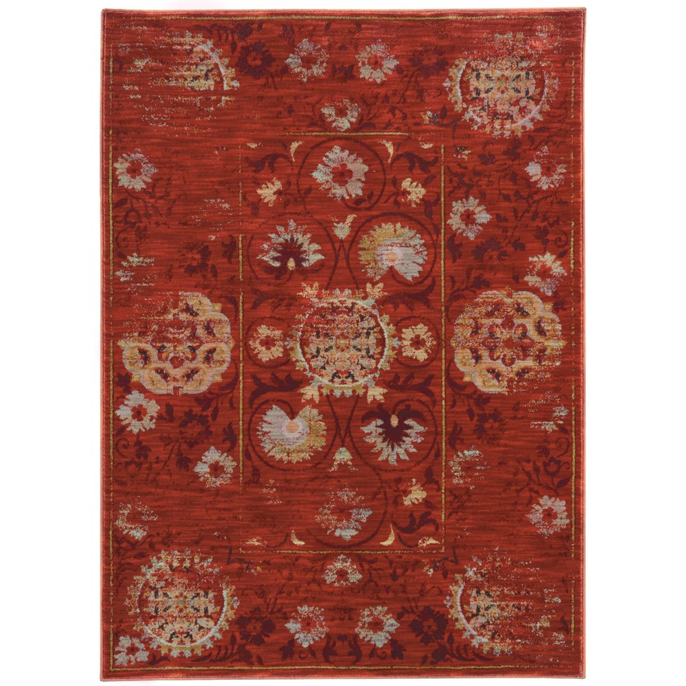 Oriental Weavers Sedona 6386E Traditional/Vintage Oriental Nylon, Polypropylene Indoor Area Rug Red/ Gold 7'10" x 10'10" S6386E240330ST