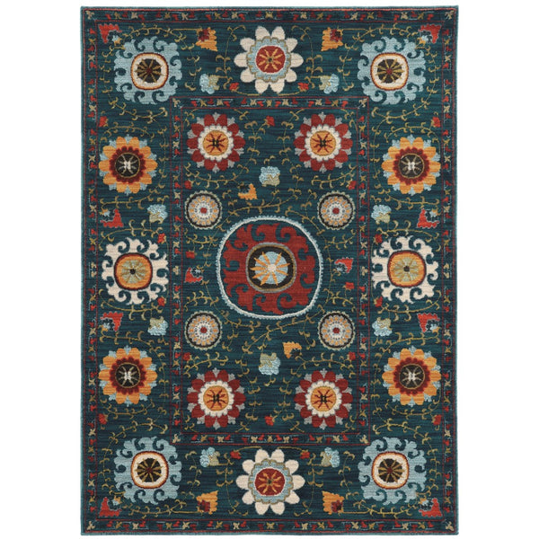 Oriental Weavers Sedona 6408B Bohemian/Global Floral Nylon, Polypropylene Indoor Area Rug Blue/ Multi 9'10" x 12'10" S6408B300390ST
