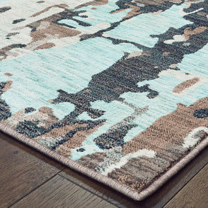 Oriental Weavers Sedona 8957G Contemporary/Industrial Abstract Nylon, Polypropylene Indoor Area Rug Grey/ Blue 9'10" x 12'10" S8957G300390ST
