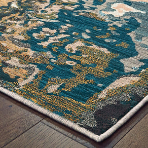 Oriental Weavers Sedona 9490B Contemporary/Industrial Abstract Nylon, Polypropylene Indoor Area Rug Blue/ Gold 9'10" x 12'10" S9490B300390ST