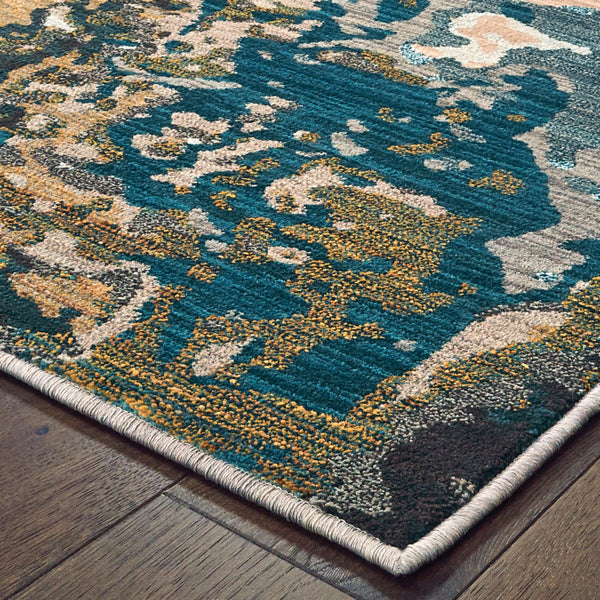 Oriental Weavers Sedona 9490B Contemporary/Industrial Abstract Nylon, Polypropylene Indoor Area Rug Blue/ Gold 9'10" x 12'10" S9490B300390ST