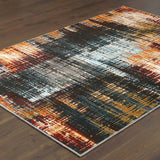 Oriental Weavers Sedona 9584A Contemporary/Industrial Abstract Nylon, Polypropylene Indoor Area Rug Blue/ Gold 9'10" x 12'10" S9584A300390ST
