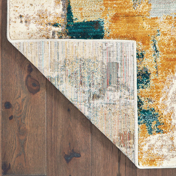 Oriental Weavers Sedona 9593A Contemporary/Industrial Abstract Nylon, Polypropylene Indoor Area Rug Blue/ Gold 9'10" x 12'10" S9593A300390ST