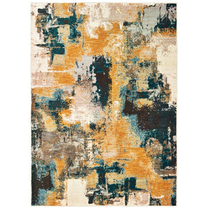 Oriental Weavers Sedona 9593A Contemporary/Industrial Abstract Nylon, Polypropylene Indoor Area Rug Blue/ Gold 9'10" x 12'10" S9593A300390ST
