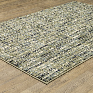 Oriental Weavers Seneca SE01A Industrial/Contemporary Striped Polypropylene Indoor Area Rug Green/ Blue 9'10" x 12'10" SSE01A300390ST