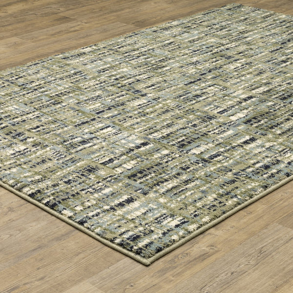 Oriental Weavers Seneca SE01A Industrial/Contemporary Striped Polypropylene Indoor Area Rug Green/ Blue 9'10" x 12'10" SSE01A300390ST