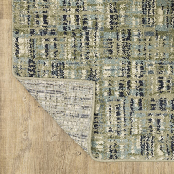 Oriental Weavers Seneca SE01A Industrial/Contemporary Striped Polypropylene Indoor Area Rug Green/ Blue 9'10" x 12'10" SSE01A300390ST