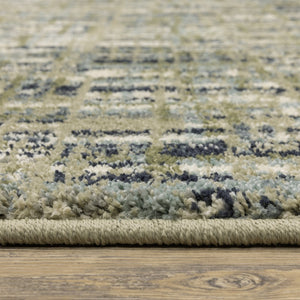 Oriental Weavers Seneca SE01A Industrial/Contemporary Striped Polypropylene Indoor Area Rug Green/ Blue 9'10" x 12'10" SSE01A300390ST