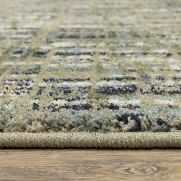 Oriental Weavers Seneca SE01A Industrial/Contemporary Striped Polypropylene Indoor Area Rug Green/ Blue 9'10" x 12'10" SSE01A300390ST