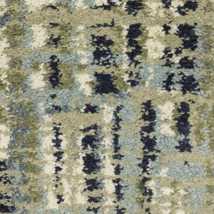 Oriental Weavers Seneca SE01A Industrial/Contemporary Striped Polypropylene Indoor Area Rug Green/ Blue 9'10" x 12'10" SSE01A300390ST