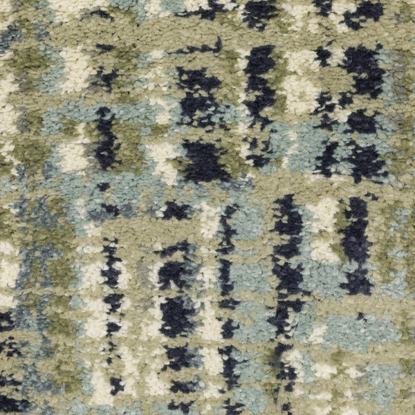 Oriental Weavers Seneca SE01A Industrial/Contemporary Striped Polypropylene Indoor Area Rug Green/ Blue 9'10" x 12'10" SSE01A300390ST
