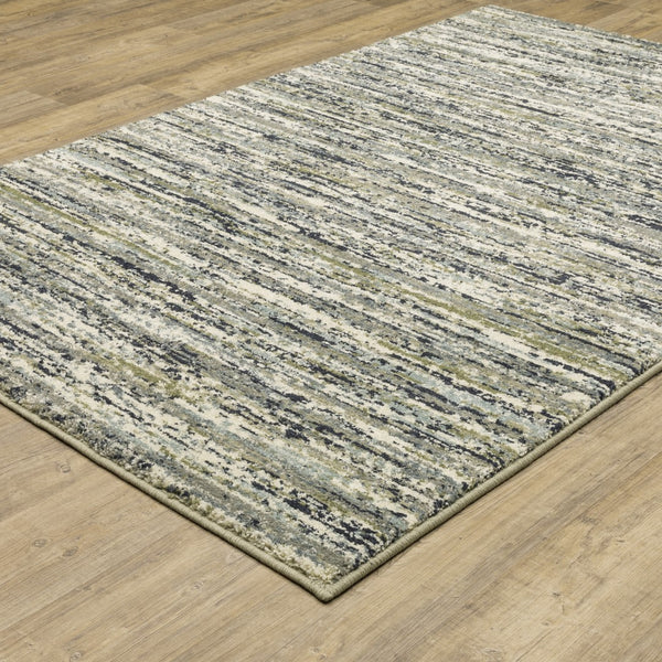Oriental Weavers Seneca SE04A Industrial/Contemporary Striped Polypropylene Indoor Area Rug Blue/ Green 9'10" x 12'10" SSE04A300390ST