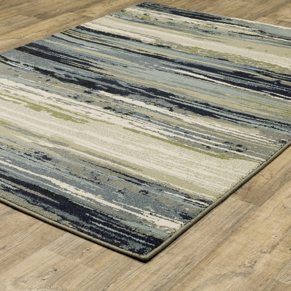 Oriental Weavers Seneca SE09A Modern & Contemporary/Industrial Abstract Polypropylene Indoor Area Rug Blue/ Green 9'10" x 12'10" SSE09A300390ST